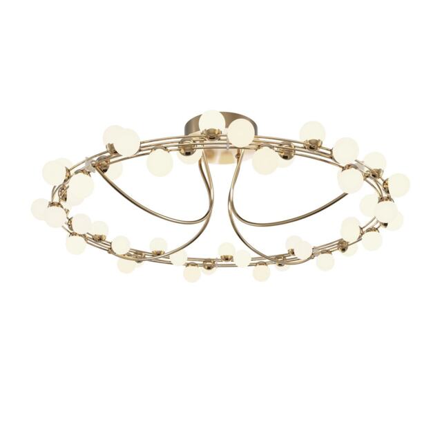 Tessara Modern 80cm Integrated LED Semi Flush Ceiling Light Gold 3000K 5600lm White Shade