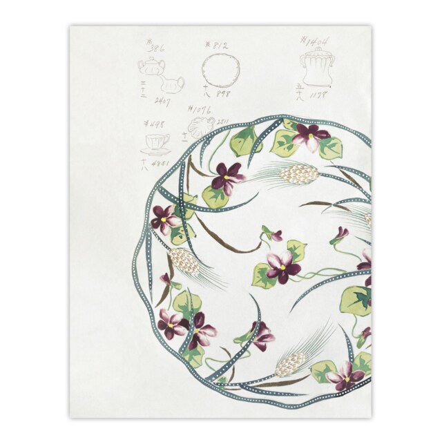 "Vintage Floral Plate Design Retro Japan Wall Art Print Noritake 18x24"""