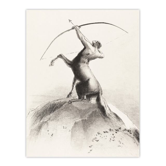 "Centaur Aiming at the Clouds Redon Vintage Huge Wall Art Poster Print 24X32"""
