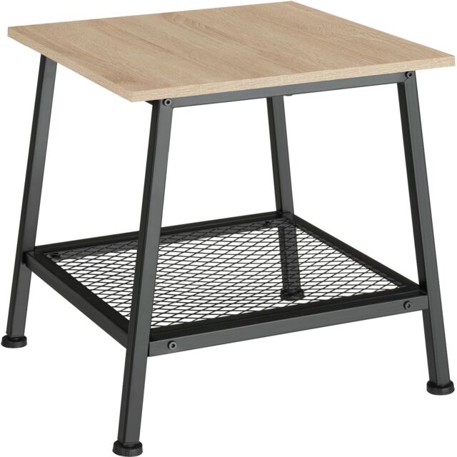 Bedside Table Bedford - industrial style, with shelf and grid shelf, 45.5 x 45 x 47 cm Brown industrial wood light, oak Sonoma 45,50 x 45 x 47 cm 1