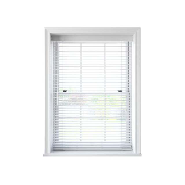 150cm White Faux Wood Venetian Blind With Strings 210cm Drop White White