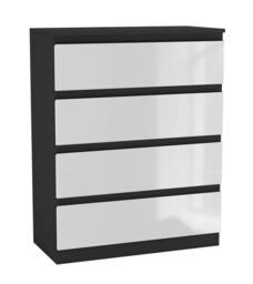 Gloss 4 Drawer Chest No Handle Storage Cabinet Black Gloss White Drawer One Size 1