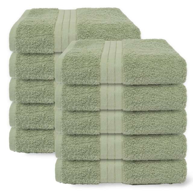 OHS 10 x Luxury 100% Cotton 500GSM Bathroom Bath Towel Green Sage Green Bath towel