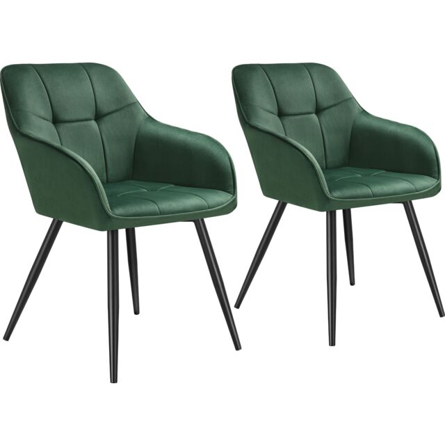 Dining Chair Marilyn - velvet look, quilted pattern Green dark green / black 2