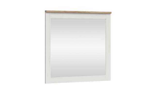 Square Wall Mirror Shabby Chic White Wash Pine and Oak Effect Frame 90 x 96cm Loksa