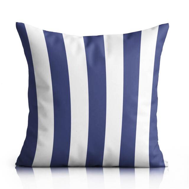 Wide Striped Large Outdoor Water-repellant Cushion Blue