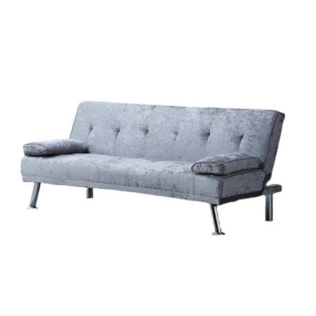 Crush Velvet Clic Clac Luxury Sofa Bed with In Steel