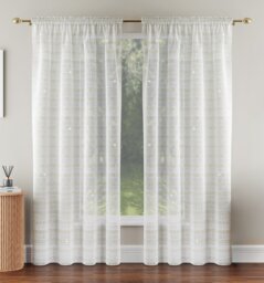 "Lima Gold Metallic Lurex Stripe Voile Panels - Pair 140 x 122cm (55x48"")"