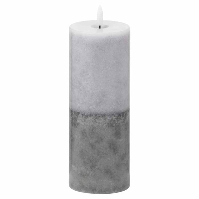Luxe Collection Natural Glow 3x8 Dipped LED Candle - Plastic/Wax - L7 x W7 x H20 cm - Grey Grey Grey