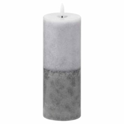 Luxe Collection Natural Glow 3x8 Dipped LED Candle - Plastic/Wax - L7 x W7 x H20 cm - Grey Grey Grey