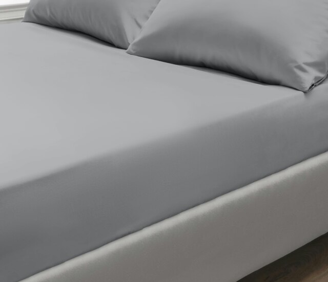 Sweet Dreams 200 Thread Count Percale Cotton Fitted Sheet Grey Grey Double