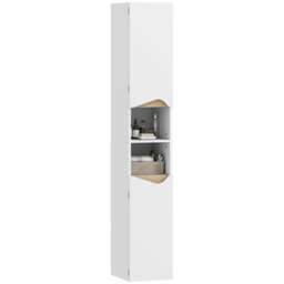 HOMCOM Tall Bathroom Cabinet, Modern Slim Bathroom Storage Cabinet with 2 Doors and 2 Open Compartments, Adjustable Shelves, Freestanding Narrow Storage Cupboard, 30 x 35 x 181 cm, White