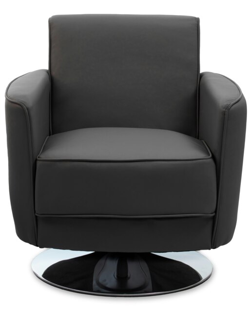 Orsina Grey Leather Effect Arm Chair, Leather Living Room Chair with Chrome Base, Upholstered Dining Chair