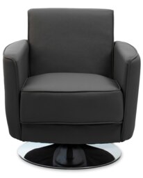 Orsina Grey Leather Effect Arm Chair, Leather Living Room Chair with Chrome Base, Upholstered Dining Chair