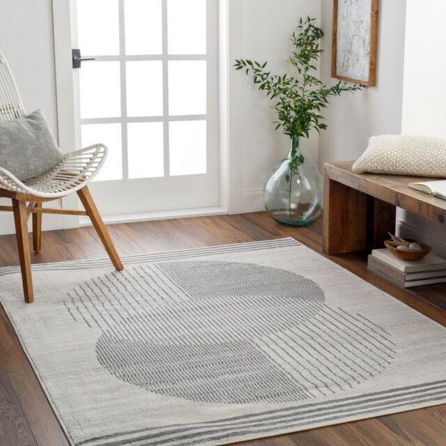 LIVABLISS Floransa-Geometric Modern Rug 160 x 215 cm Brown Grey Blue