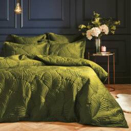 Paoletti Palmeria Quilted Velvet Double Duvet Cover Set