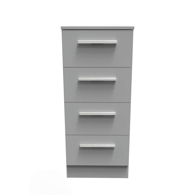 Trent 4 Drawer Bedside Cabinet in Dusk Grey (Ready Assembled) Grey Dusk Grey