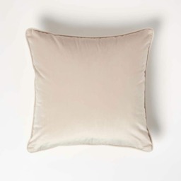 Homescapes Cream Filled Velvet Cushion with Piped Edge - 46 x 46 cm Cream 46 x 46 cm 1