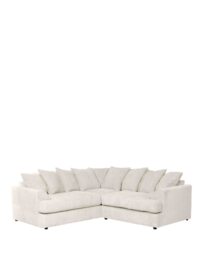 FERGASUN CREAM JUMBO CORD CORNER SOFA SUITE