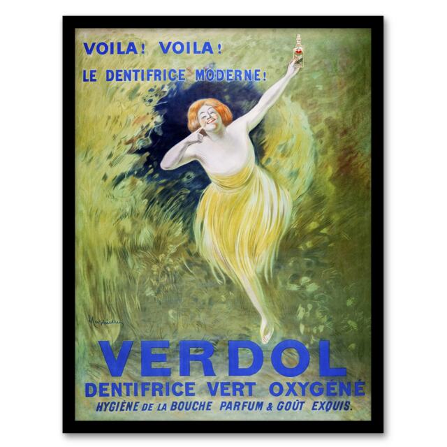 "Verdol Toothpaste Vintage Advert Vintage Framed Wall Art Print Cappiello 12x16"""