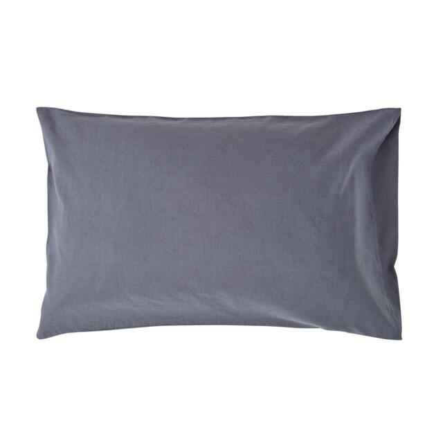 Homescapes Dark Grey Linen Housewife Pillowcase - Standard Size Grey Standard
