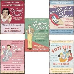 Multi Pack of 5 Funny Vintage 1950's Advertising Art. Birthday Cards Multipack of 5.