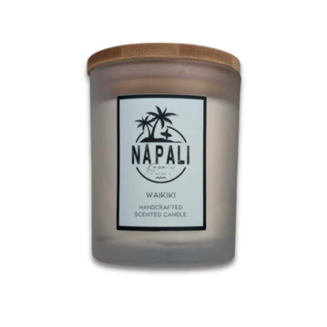 NĀ PALI Handcrafted Hawaiian Candle Crackling Wick WAIKIKI Tropical Scent White One Size