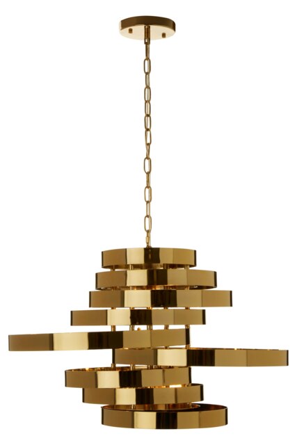 Interiors by Premier 5 Bulb Gold Finish Pendant Lamp, Cascading Luxe-Inspired Lighting For Dining Room Or Living Room