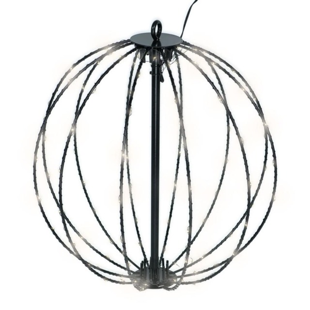 ValueLights Solar Hanging Ball Black Metal Lantern Ground Stake Light Black