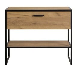 Freestanding Bathroom Vanity Unit 900mm Countertop Sink Cabinet with Drawer Industrial Black Steel Oak Loft Style Brook