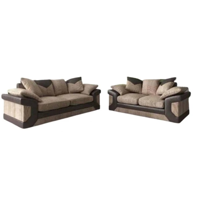 DINO 3+2 SEATER COFFEE BROWN FAUX LEATHER SOFA SET SUITE