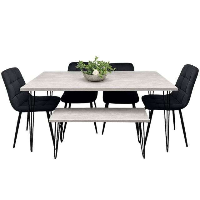 Dining Table With 4 Chairs Modern Dining Table Set With 4 Black Chairs And 1 Bench Dining Room Furniture