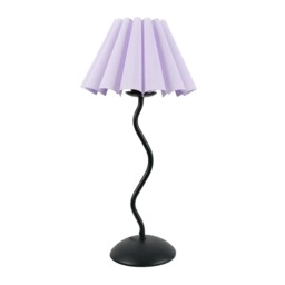 ValueLights Wiggle Black Metal Table Lamp Lilac Scallop Shade and Bulb