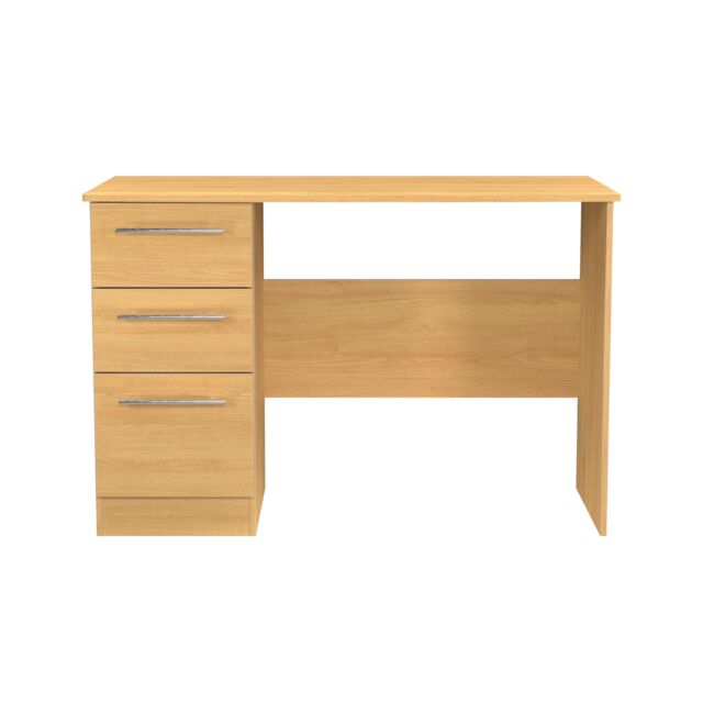 Carlton 3 Drawer Desk in Modern Oak (Ready Assembled) Brown Modern Oak