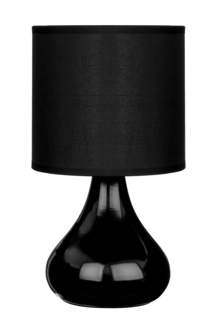 Orsina Black Ceramic Table Lamp, Sleek Droplet-Shaped Ceramic Base with Black Fabric Drum Shade, E14 Bulb