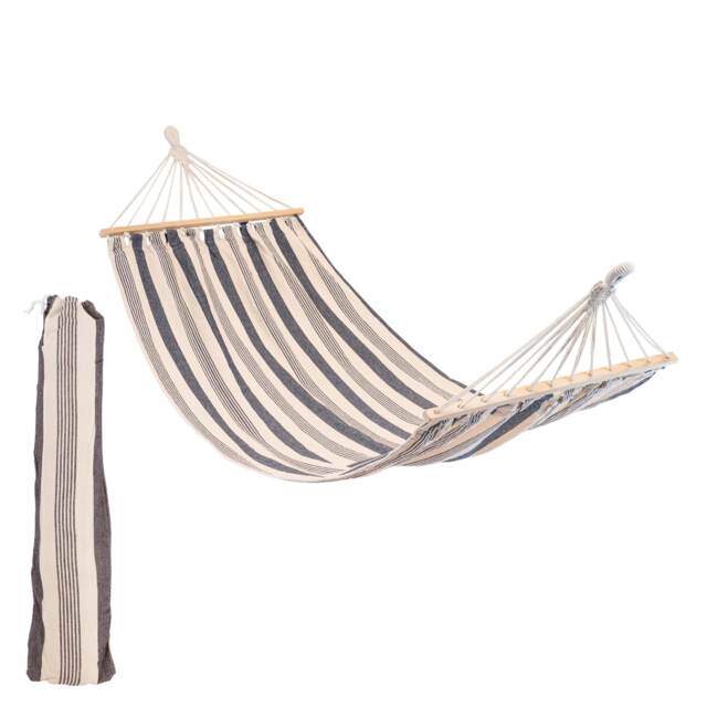 Harbour Housewares Garden Hammock with Spreader Bars - Navy Stripe