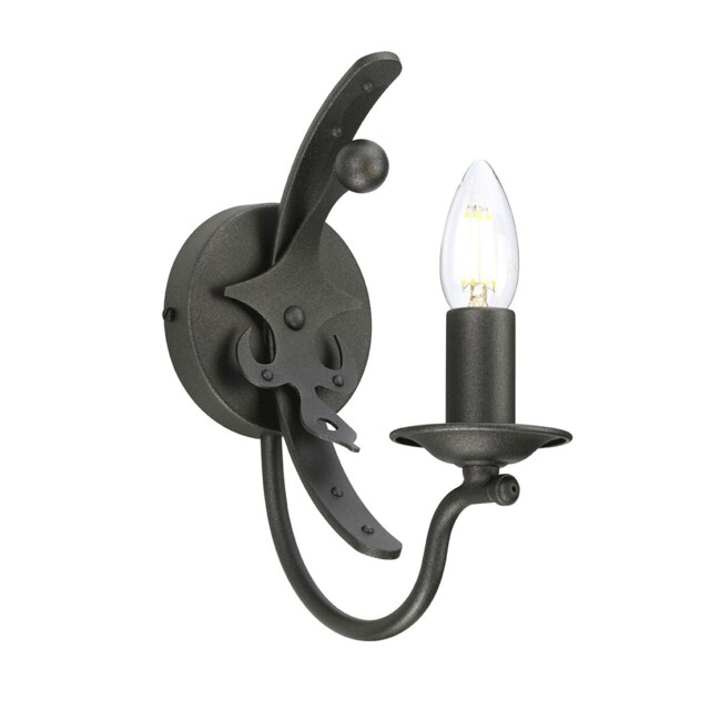 Windsor 1 Light Candle Wall Light - Graphite, E14