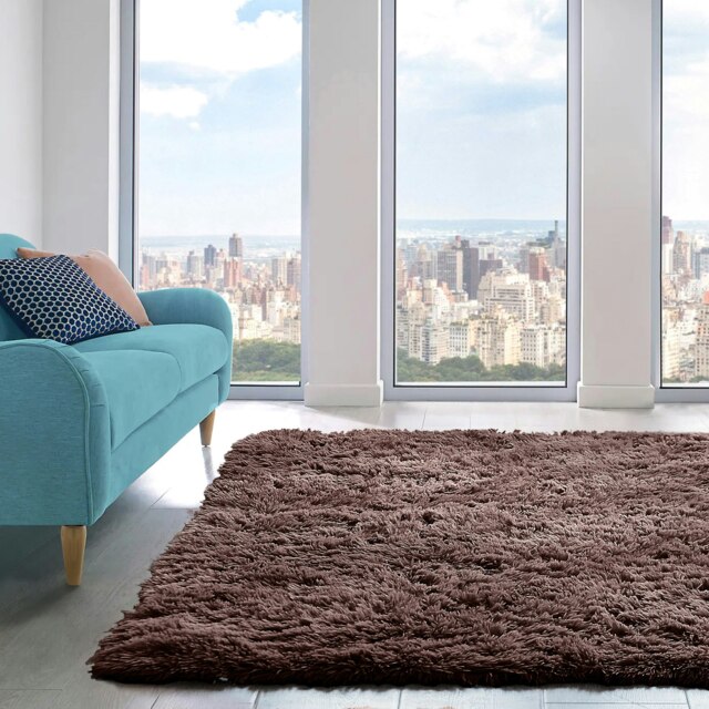 Home Republic Alaska Sponged Shaggy Rug - 60 x 110 Brown