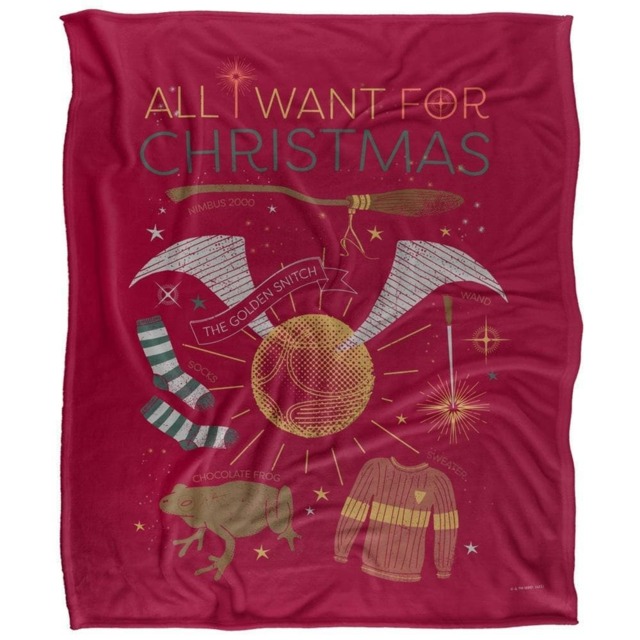 Harry Potter All I Want For Christmas Quidditch Blanket - Multicoloured - One Size