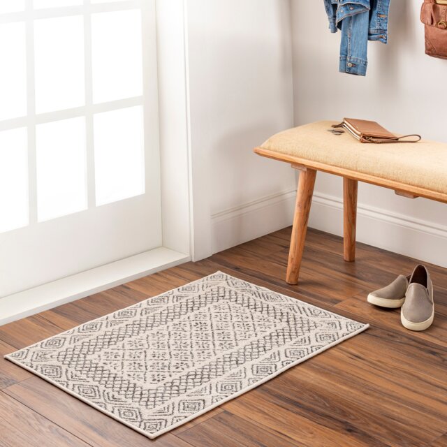 LIVABLISS Bahar-Geometric Global Square Rug 200 x 200 cm Grey Beige