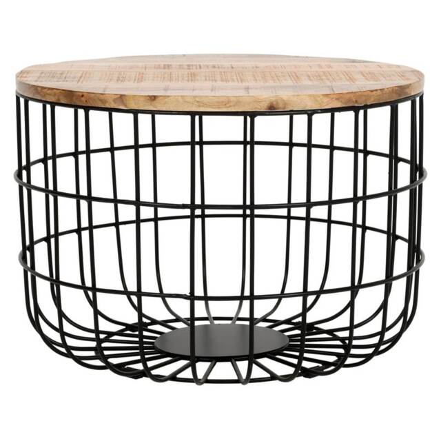 Surrey Wire Coffee Table with Removable Top - Solid Mango Wood - Metal - L60 x W60 x H40 cm