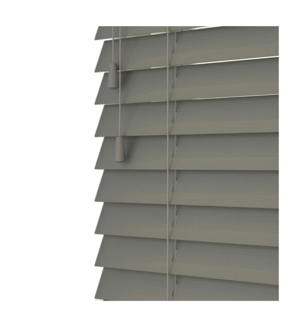90cm Smooth Grey Faux Wood Venetian Blinds with String (120cm Drop) Grey Grey