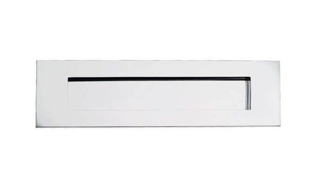 "Golden Grace Victorian Design Postal Letter Plate in Polished Chrome Finish, Mail Slot - 12"" x 4"""