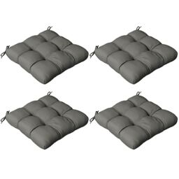 Outsunny Set of 4 Outdoor Seat Cushion with Ties, for Garden Furniture, Grey Grey Charcoal grey 4