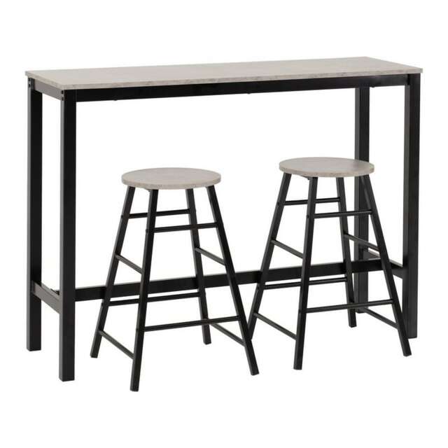 Athens Breakfast Bar Set - Concrete Effect - Black Brown 3