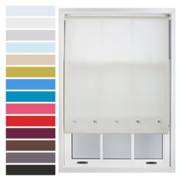 FURNISHED Roller Blinds with Chrome Round Eyelets and Metal Fittings Cut to Size Sheer Window Shade Cream Cream (W) 240cm x (L) 165cm