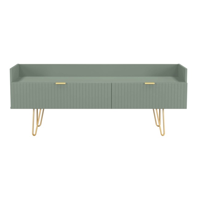 Bexley 2 Drawer TV Console Unit in Reed Green (Ready Assembled) Green Reed Green