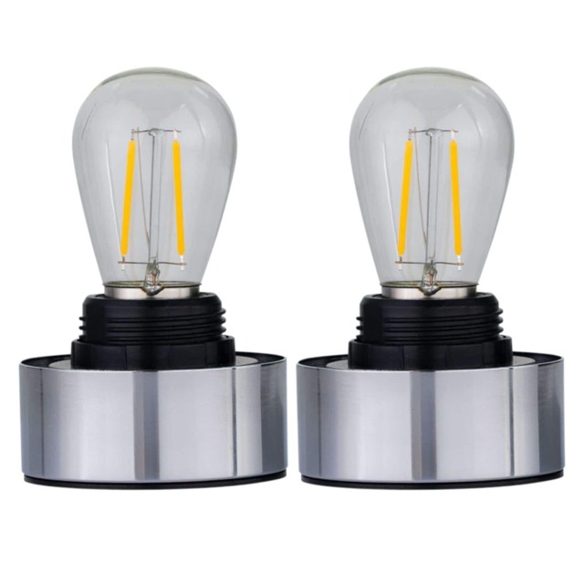 Set of 2 Porter - Chrome Battery Operated Lamp Bases Only Chrome Large 2
