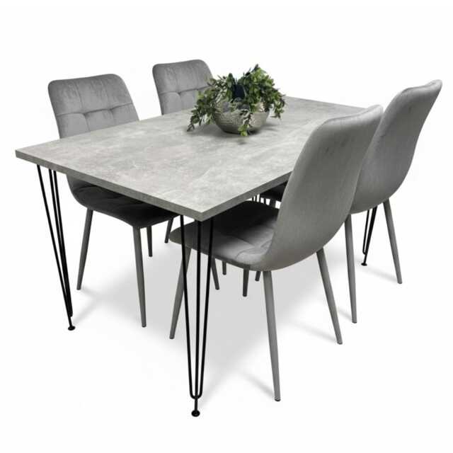 Dining Table With 4 Chairs Modern Grey Dining Table Set With 4 Grey Velvet Chairs Dining Room Furniture