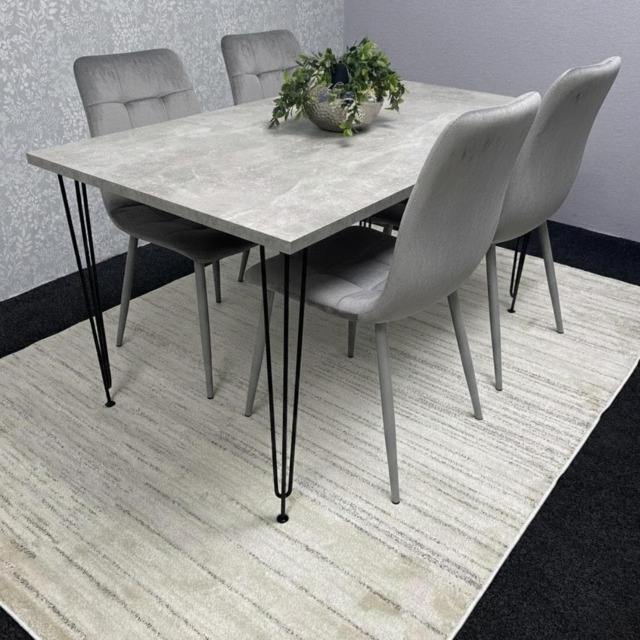 Dining Table With 4 Chairs Modern Grey Dining Table Set With 4 Grey Velvet Chairs Dining Room Furniture